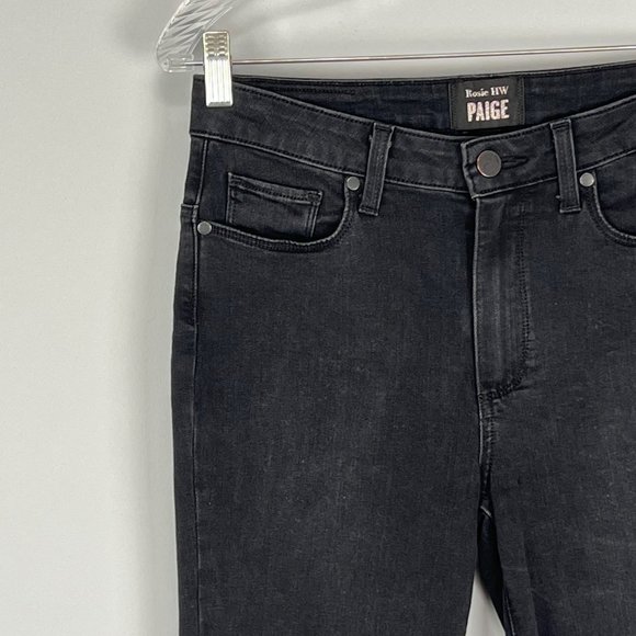 Paige Rosie HW Madeline Undone Hem Skinny Jeans Black Dusk size 27 - Picture 4 of 12